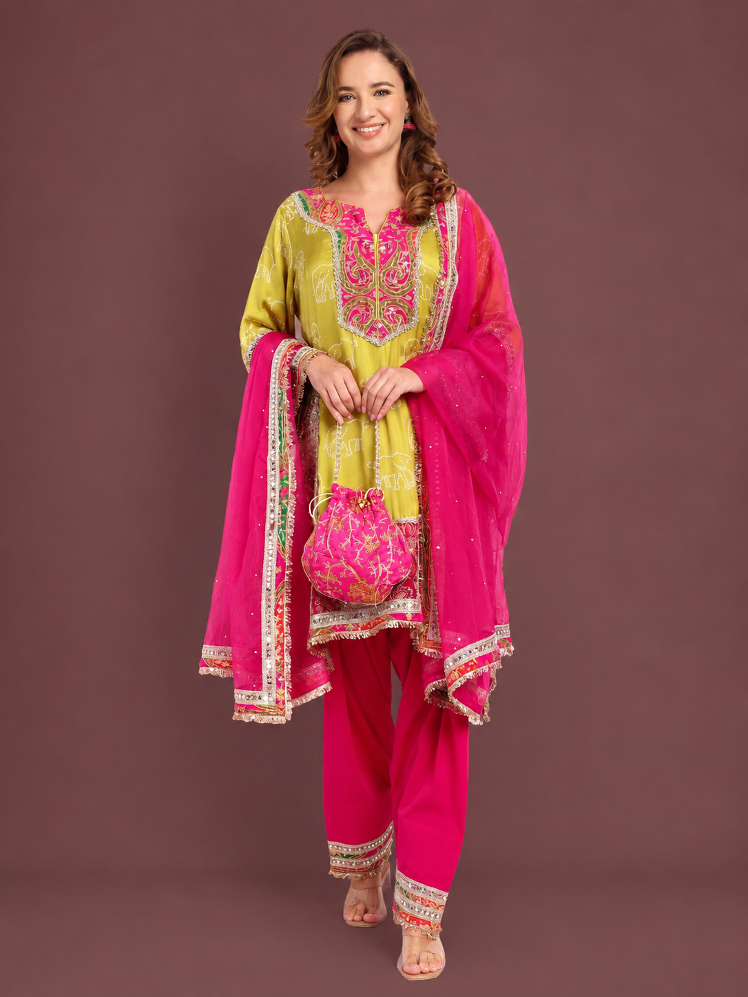 Rani Pink & Lime Suit Set