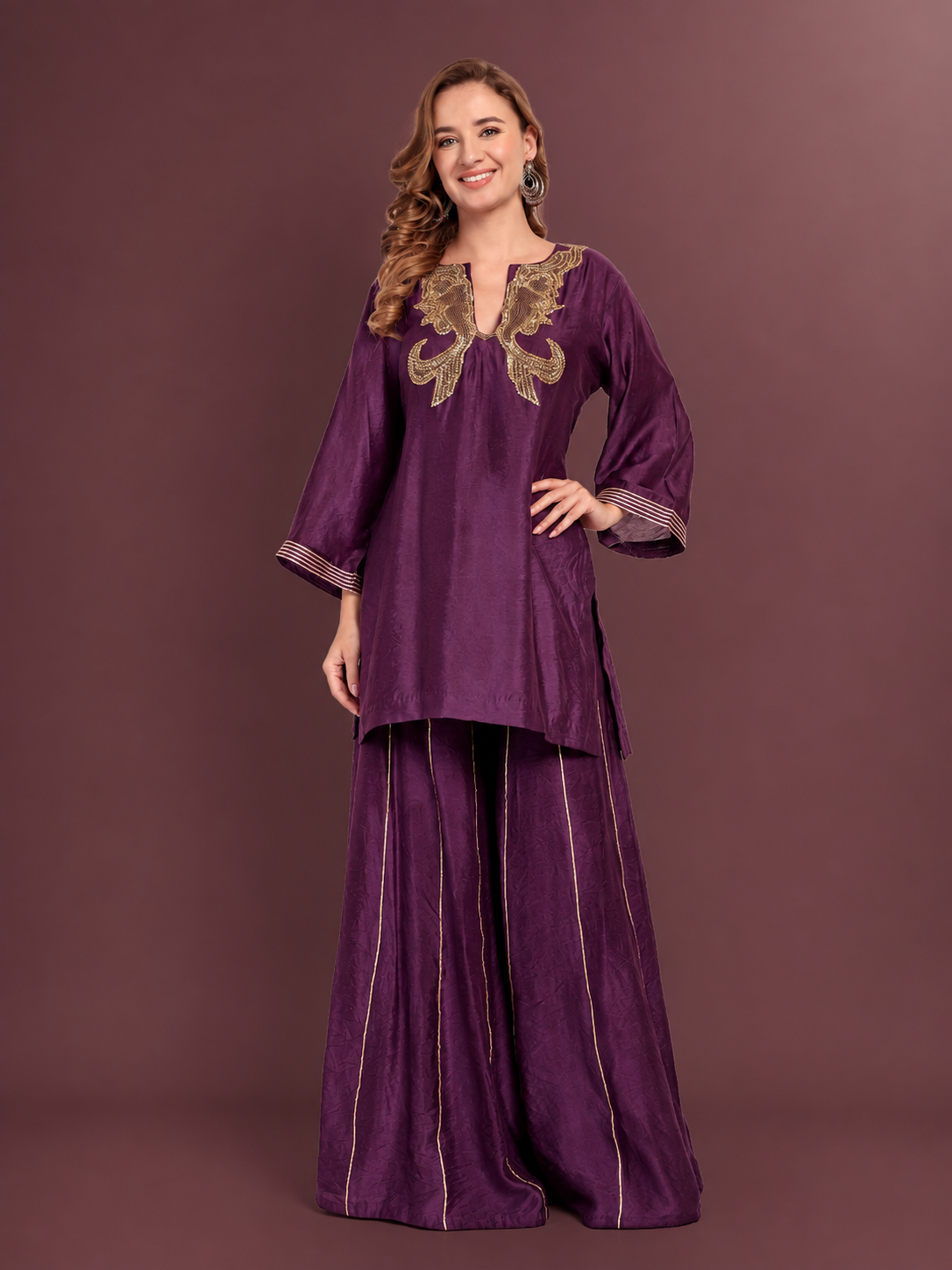 Royal Plum Sharara Set