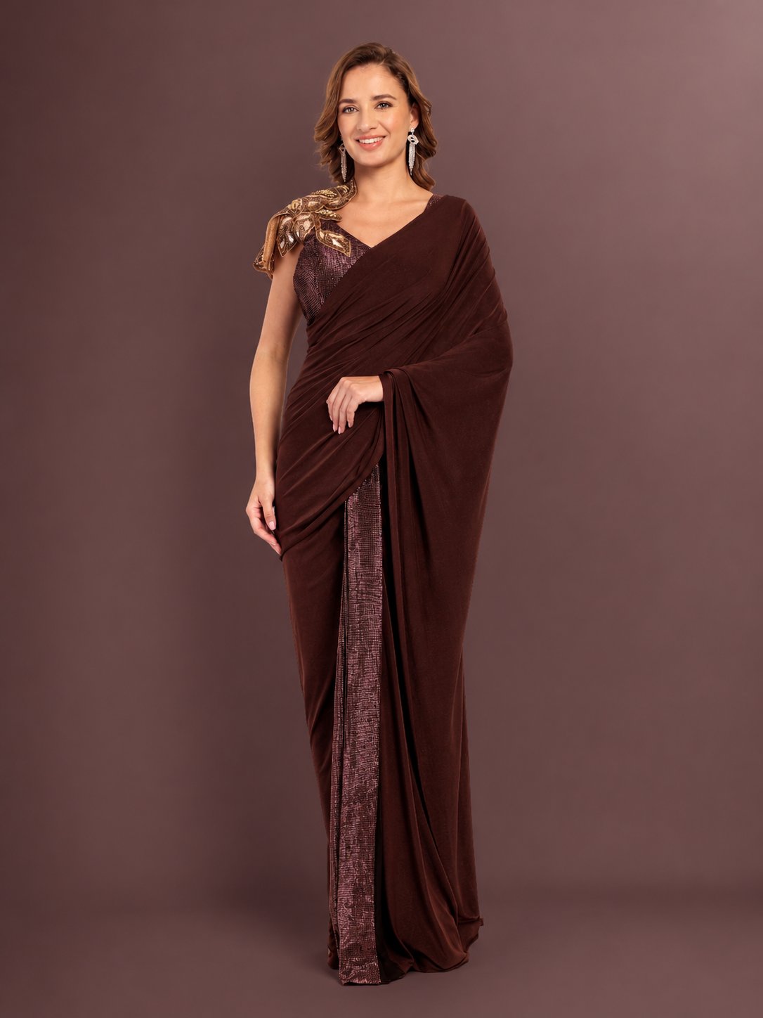 Cocoa Drape Saree