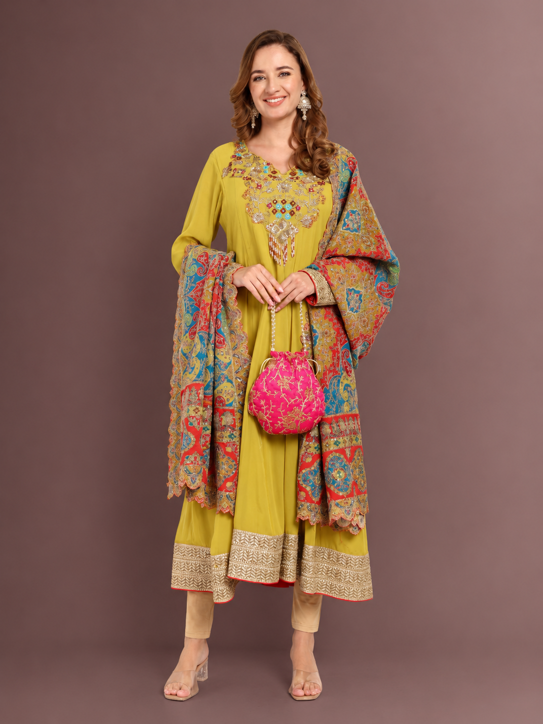Noor Mustard Anarkali Suit