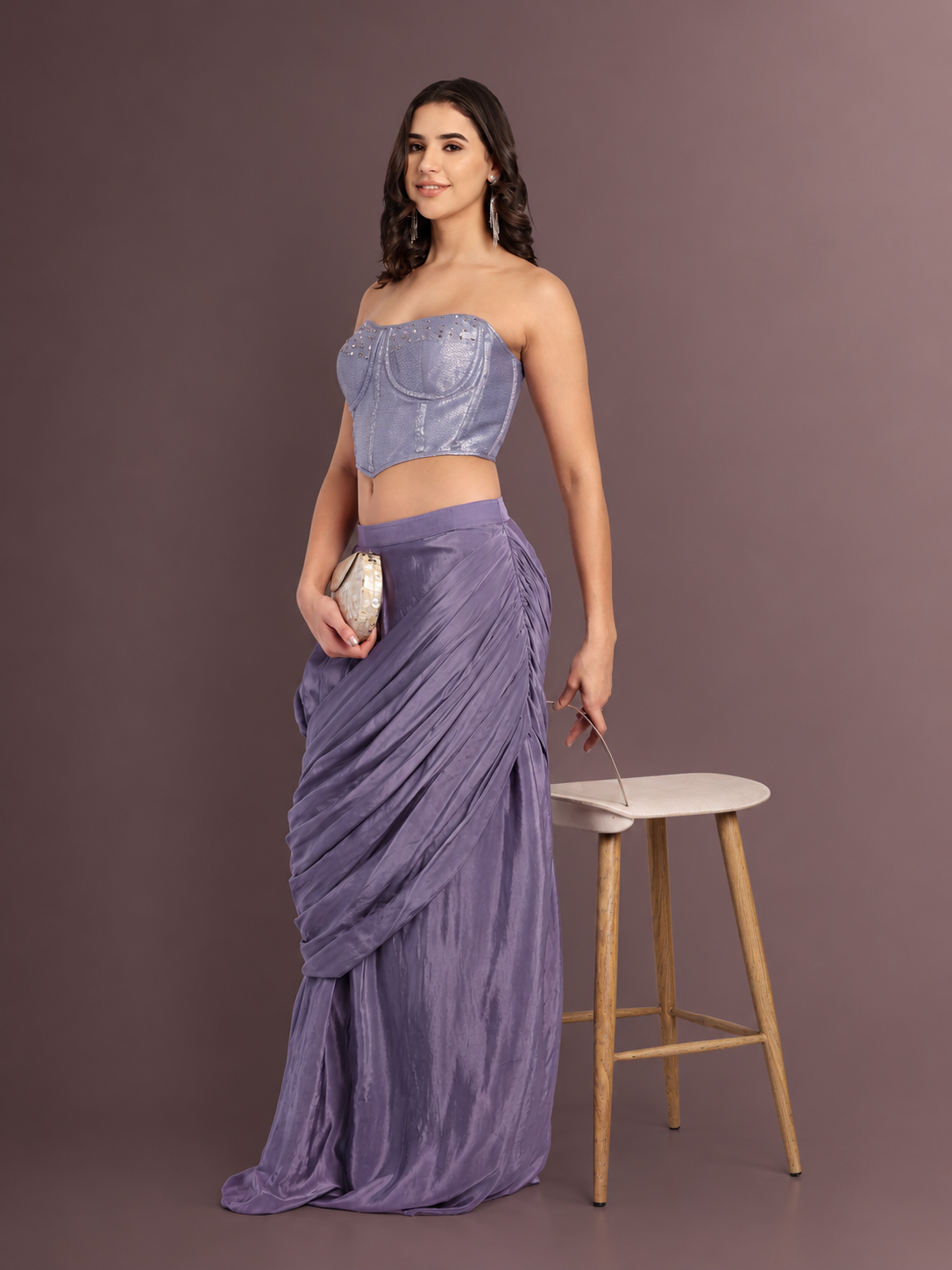 Lavender Corset & Draped Skirt