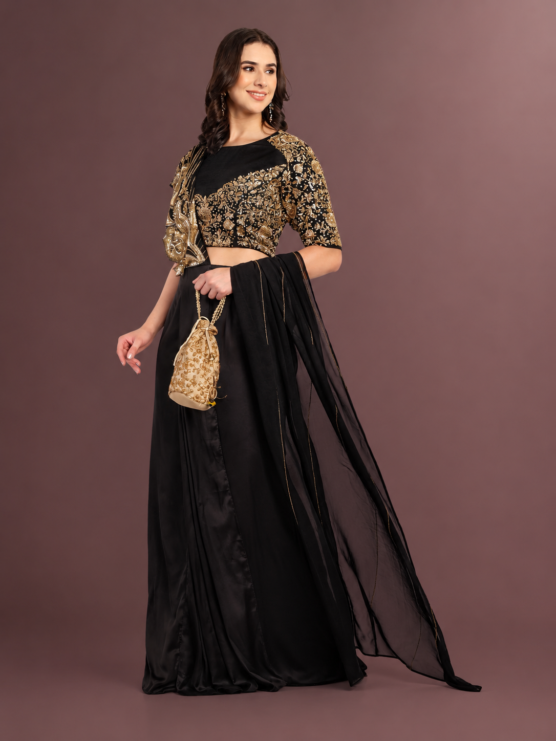 Noir Drape Saree Set