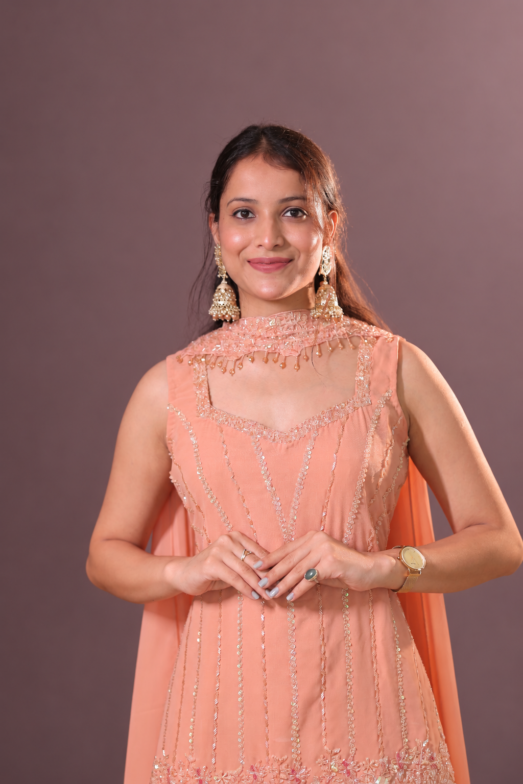 Peach Blossom Sharara Set